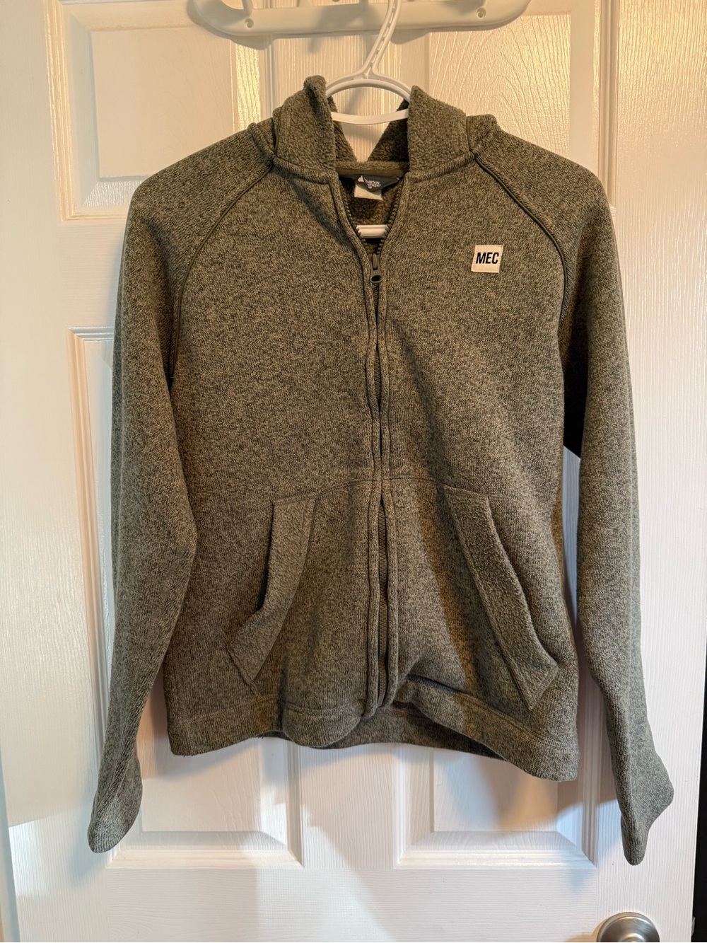 Vintage MEC Full-Zip Fleece Hoodie in Heathered Olive Green